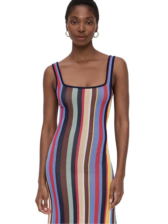 STAUD Dresses & Skirts - STAUD Striped Fringe Knit Dress- best fits 4